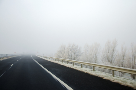 Foggy highway.の写真素材