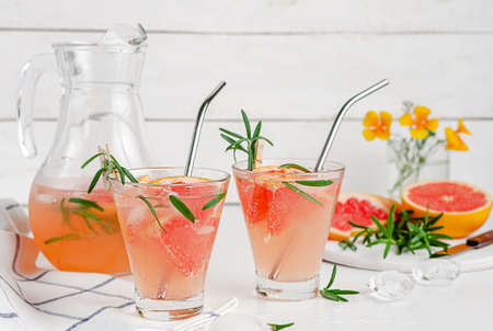 Cold detox cocktail of grepefruit and rosemary. Healthy drinkingの写真素材