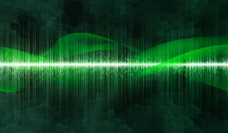 Abstract dark green sound wave. digital backgroundの写真素材