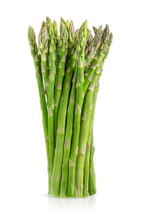 Bunch of green raw asparagus isolated on white background. high quality photoの写真素材