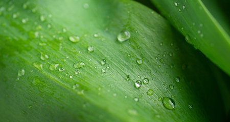 Background of green leaf with raindrops. selective focus. high quality photo