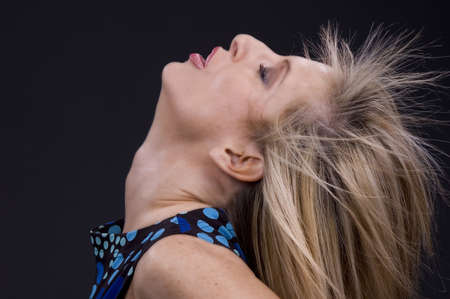 blond model cool profile shotの写真素材