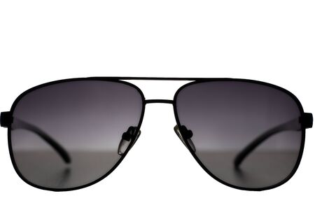 Dark retro sunglasses on an isolated backgroundの写真素材