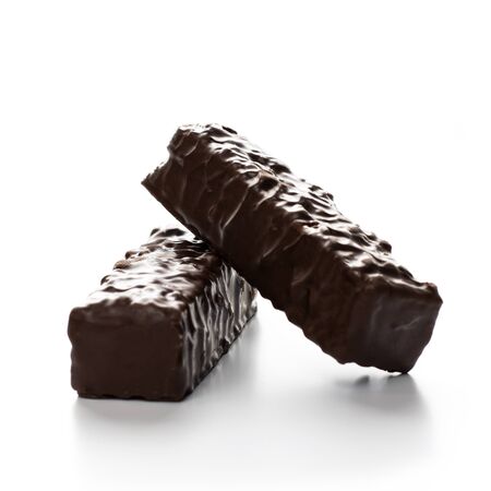 Chocolate waffles on an isolated white backgroundの写真素材