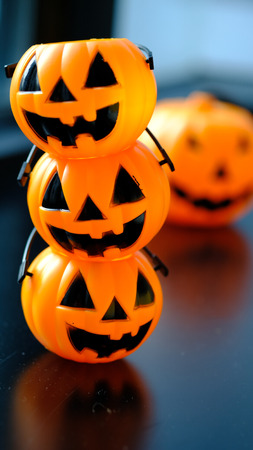 Decoration of Halloween pumpkin head jack lanternの写真素材