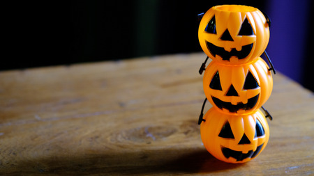 Decoration of Halloween pumpkin head jack lanternの写真素材