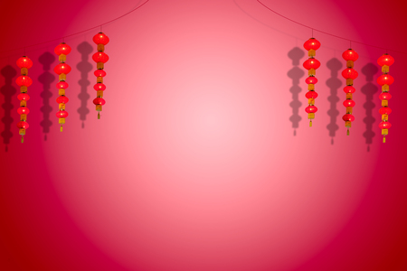 Festive red Chinese lanterns, Happy Chinese new year.の写真素材