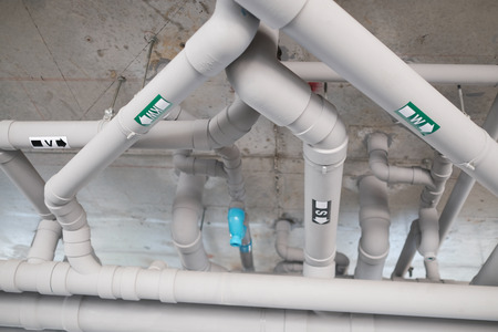 Supply Water and Sewer Pipes System and Symbolの写真素材
