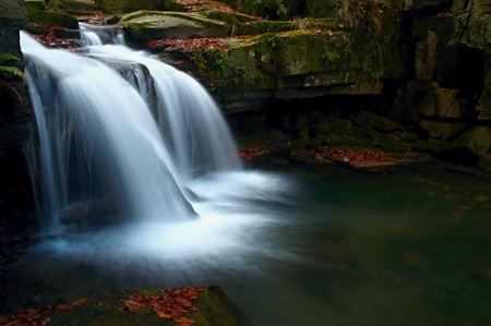Autumn waterfallの写真素材