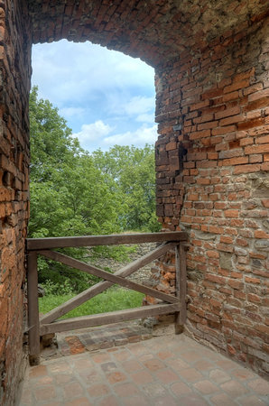 The view over the landscape stone windowの写真素材