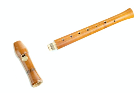 wooden flute divided into two partsの写真素材