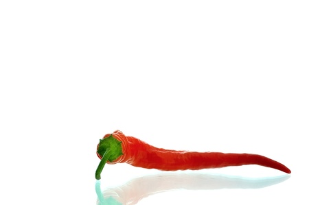 hot pepper lying on a white backgroundの写真素材