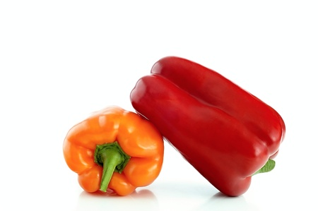 two peppers on white backgroundの写真素材