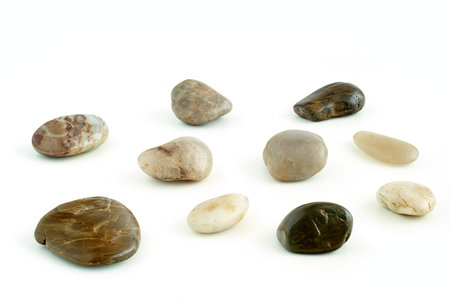 different kinds of stones on a white backgroundの写真素材