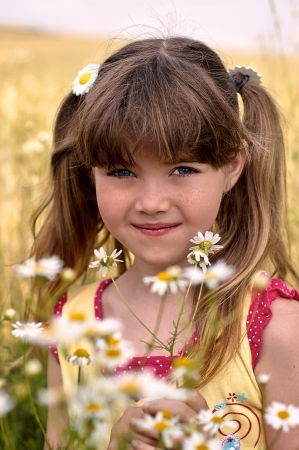 Portrait of young girl with pigtailsの写真素材