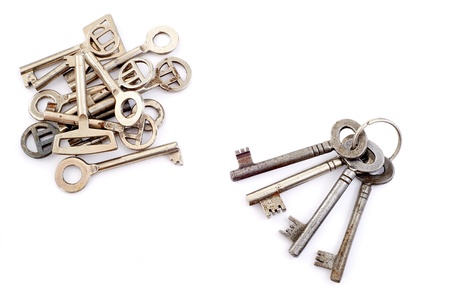 Old key on white backgroundの写真素材