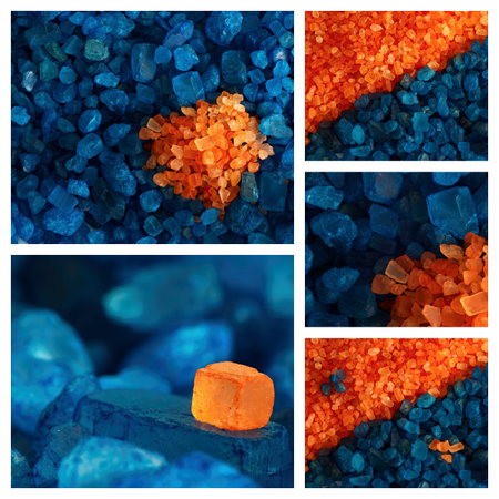 Collage of sea salt in a variety