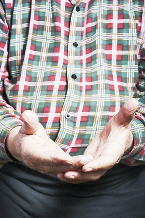 View of the senior hands in shirtの写真素材