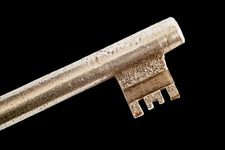 Macro one old keys on black background