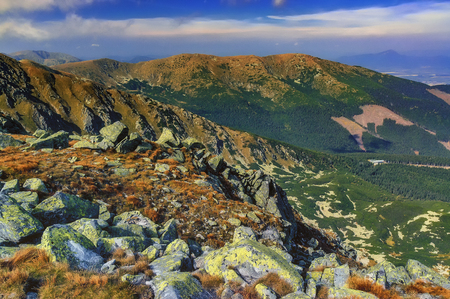 View of the mountain landscape of the Low Tatras-Slovakiaの写真素材
