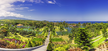 Sunny panoramic view of Ujung Water Palace / Bali Indonesia /の写真素材