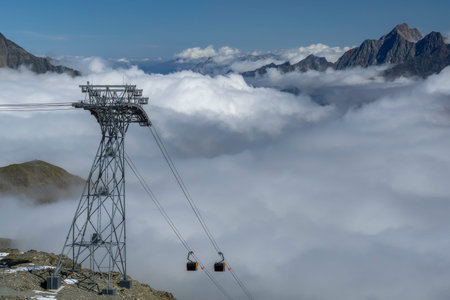 The view from the cable car station Eisgrat the mountains of the Stubai Alps