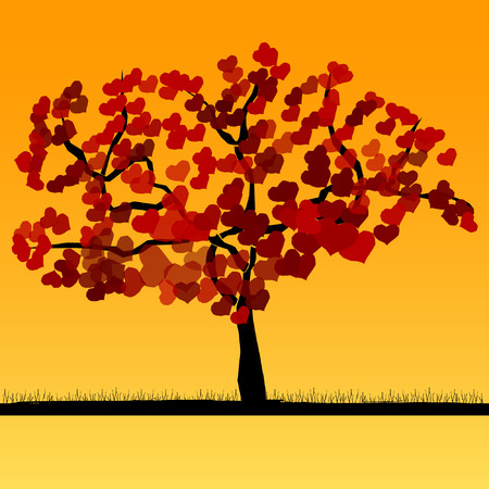tree with heart shaped leavesのイラスト素材