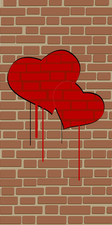 brick wall loveのイラスト素材