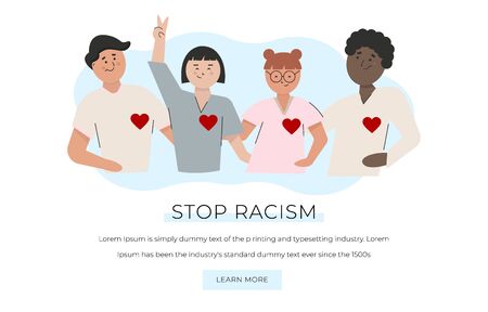 Stop racism. Protest. People protester, strike street demonstration.のイラスト素材