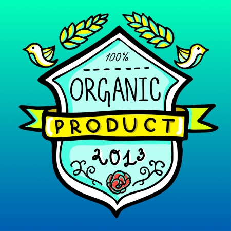 Organic Product hand drawn labelのイラスト素材