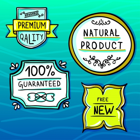 Set of hand drawn labelsのイラスト素材