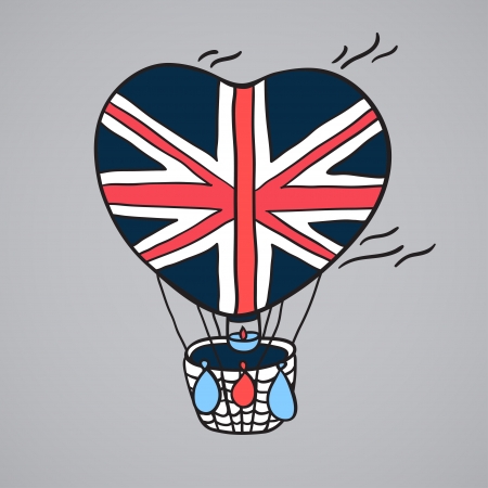 Multi-colored balloon with Britain flagのイラスト素材