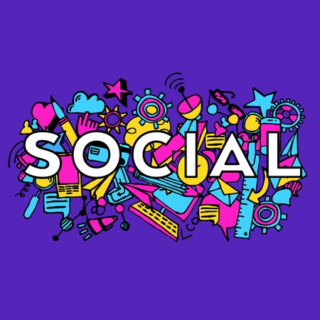 Social doddle vector backgroundのイラスト素材