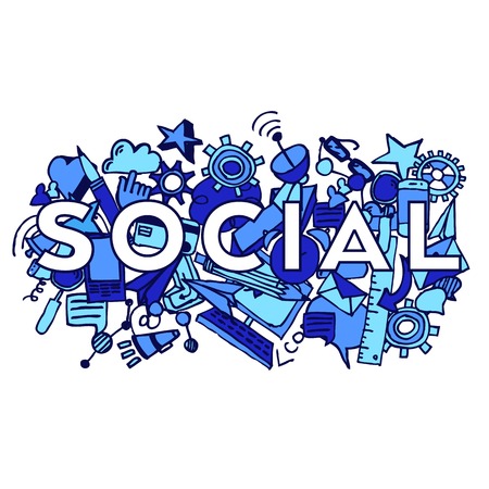 Social doddle vector backgroundのイラスト素材