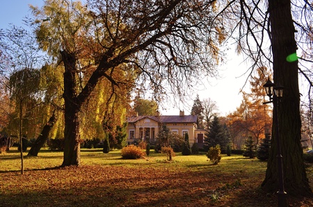 This is a view of autumn in golf-park in Wierzchowiska, Poland.のeditorial素材