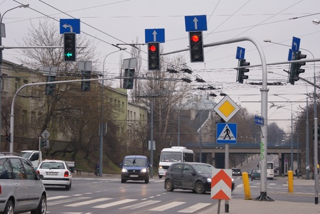 City traffic in Lublin, Poland. 5 April 2012のeditorial素材