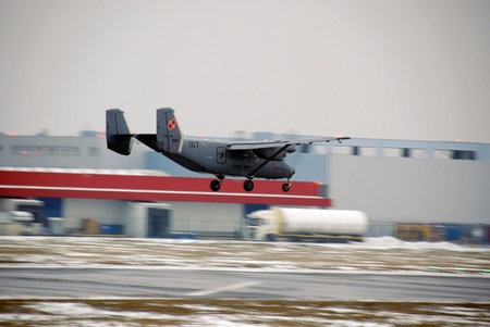 Warsaw City, Poland - February 16, 2013 - Aeroplane flight over the Chopin Airport in Warsaw