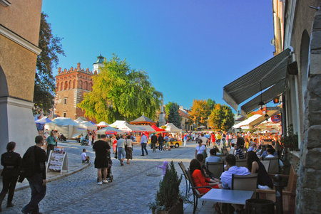 View of main market in Sandomierz, Poland  September 8, 2013のeditorial素材