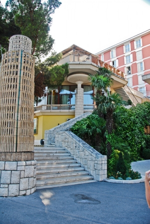 View of hotels and casino in Porto Rose  August 4, 2013  Porto Rose, Slovenia のeditorial素材