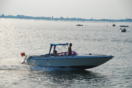 Boat on the Adriatic Sea Coast in the Venice, Italyのeditorial素材