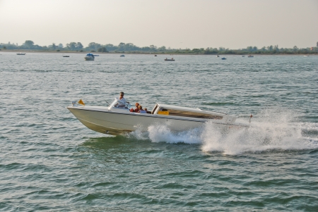Boat on the Adriatic Sea Coast in the Venice, Italyのeditorial素材