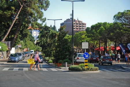 View of street Portoroz  August 4, 2013  Portoroz, Sloveniaのeditorial素材