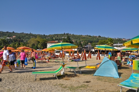 This is a view of coast in Isola  August 4, 2013  Isola, Sloveniaのeditorial素材