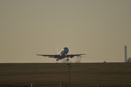 This is a view of Embraer ERJ 170 - Republic of Poland plane with Polish Prime Minister Ewa Kopacz on board. February 16, 2015. Lublin Airport in Swidnik, Polandのeditorial素材
