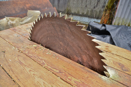 This is a view of old mechanical sawの写真素材