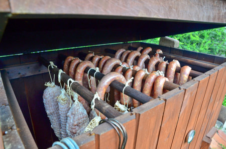 This is a view of smoked meatの写真素材