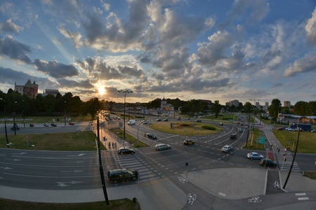This is a view of the big crossroads in Lublin. July 20, 2015. Lublin, Poland.のeditorial素材