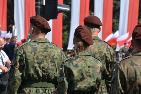 This is a view of ceremony of Polish Army Day. August 15, 2015. Lublin, Poland.