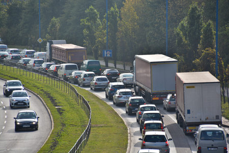 This is a view of traffic in Lublin City. On September 9, 2015. Lublin, Poland.