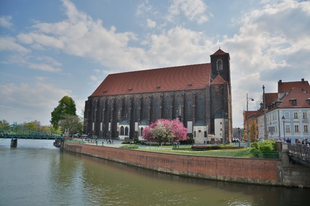 This is a view of Wroclaw city street view. May 2, 2016 in Wroclaw, Poland.のeditorial素材